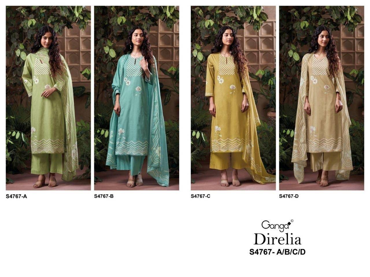DIRELIA 4767 By Ganga Fashion 4767A To 4767D Series Beautiful Festive Suits Colorful Stylish Fancy Casual Wear Premium cottonDresses At Wholesale Price